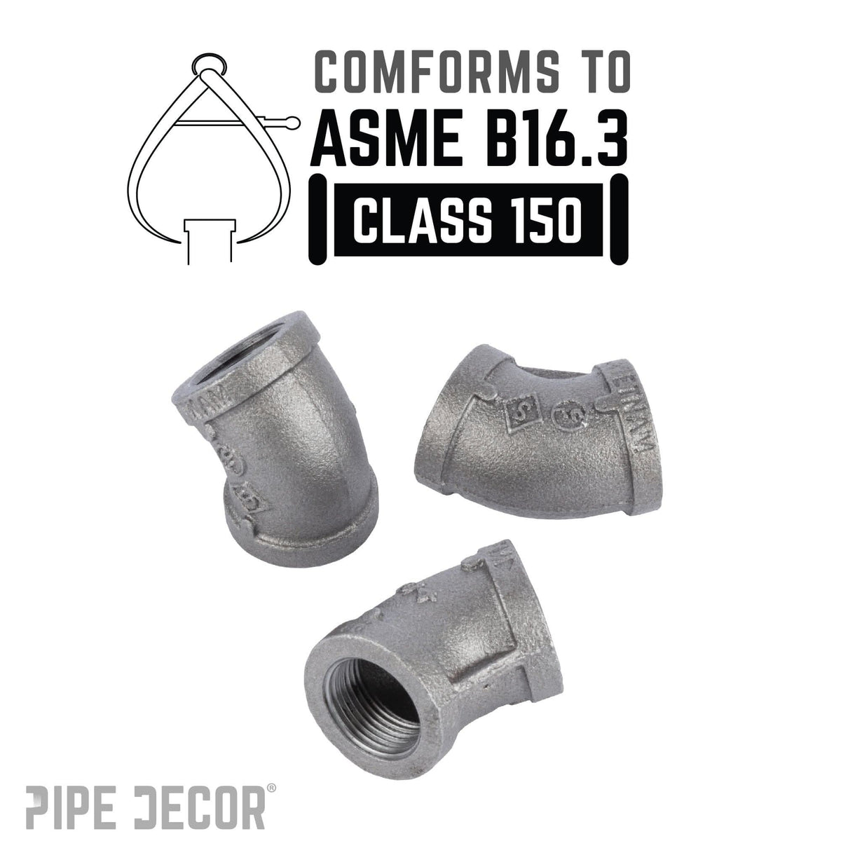 3/4 in. Black 45 Degree Elbow by PIPE DECOR