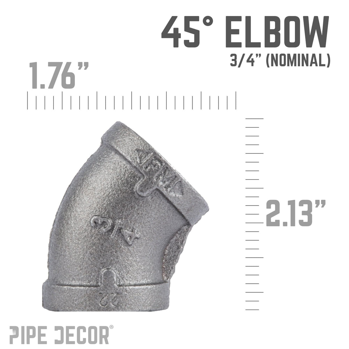 3/4 in. Black 45 Degree Elbow by PIPE DECOR