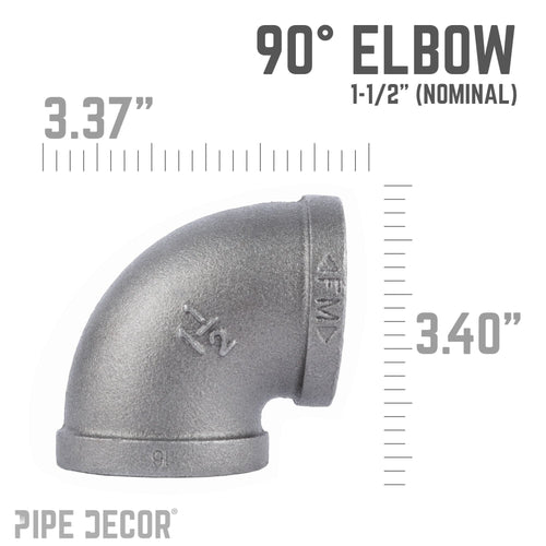 1 1/2 in. Black 90 Degree Elbow by PIPE DECOR