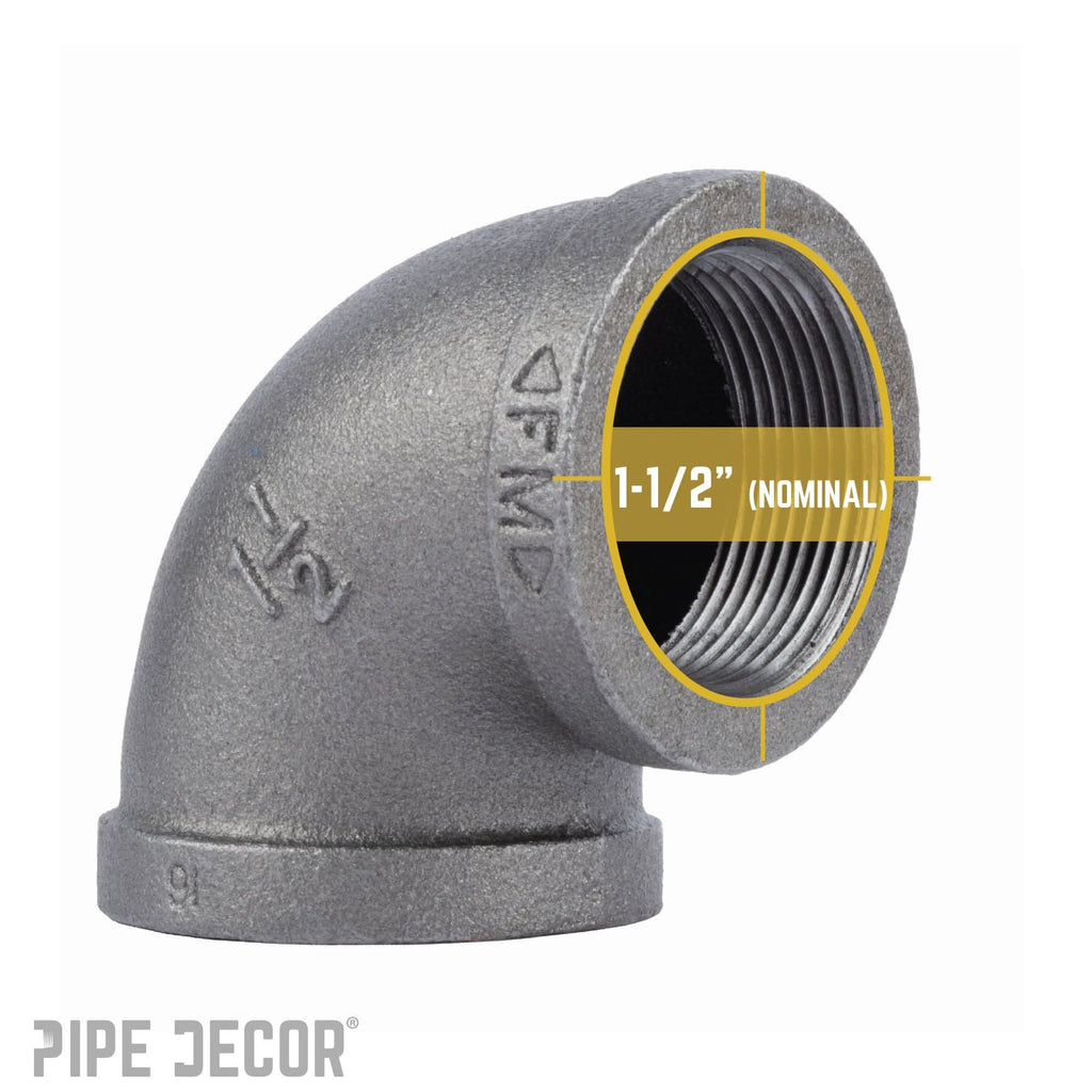 1 1/2 in. Black 90 Degree Elbow by PIPE DECOR