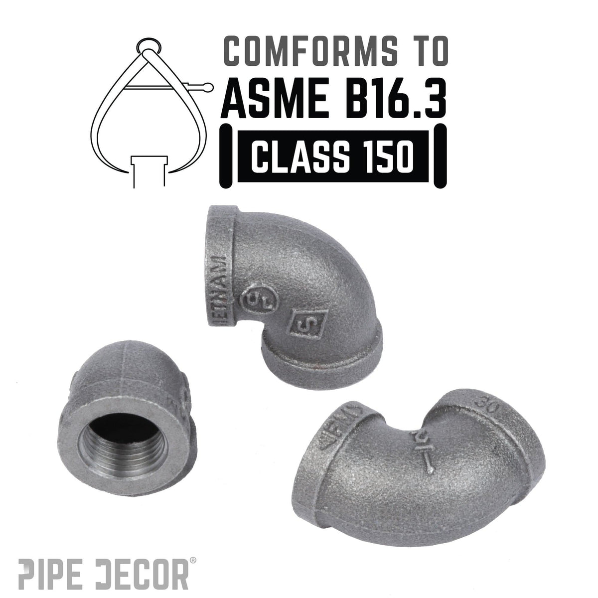 1/2 in. Black 90 Degree Elbow by PIPE DECOR