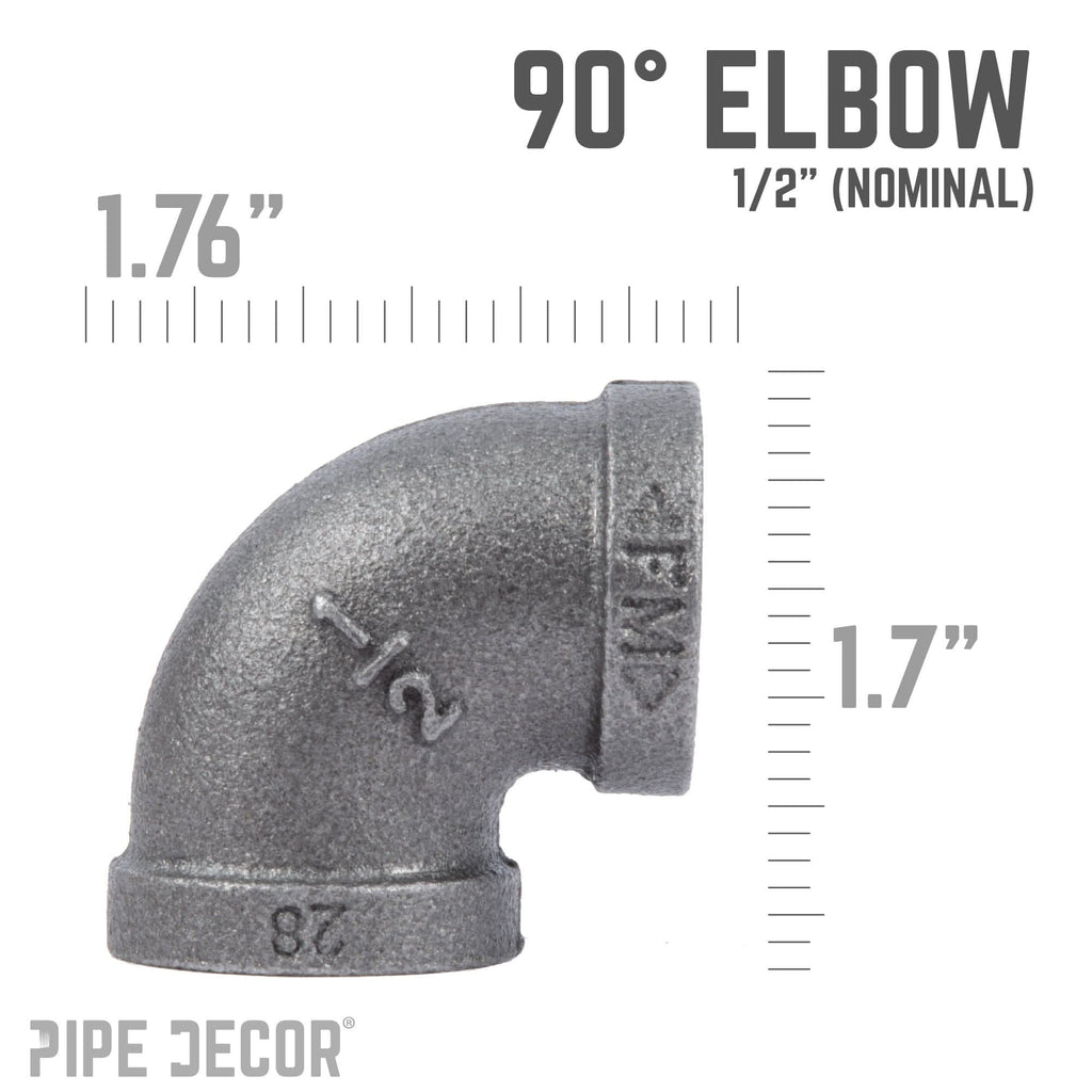 1/2 in. Black 90 Degree Elbow by PIPE DECOR