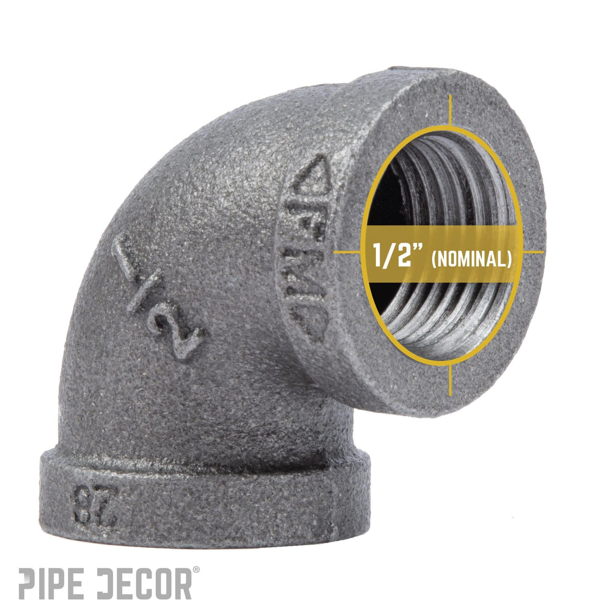 1/2 in. Black 90 Degree Elbow by PIPE DECOR