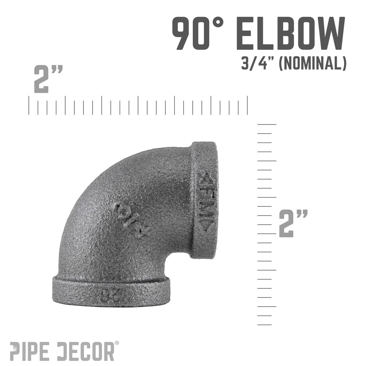 3/4 in. Black 90 Degree Elbow by PIPE DECOR