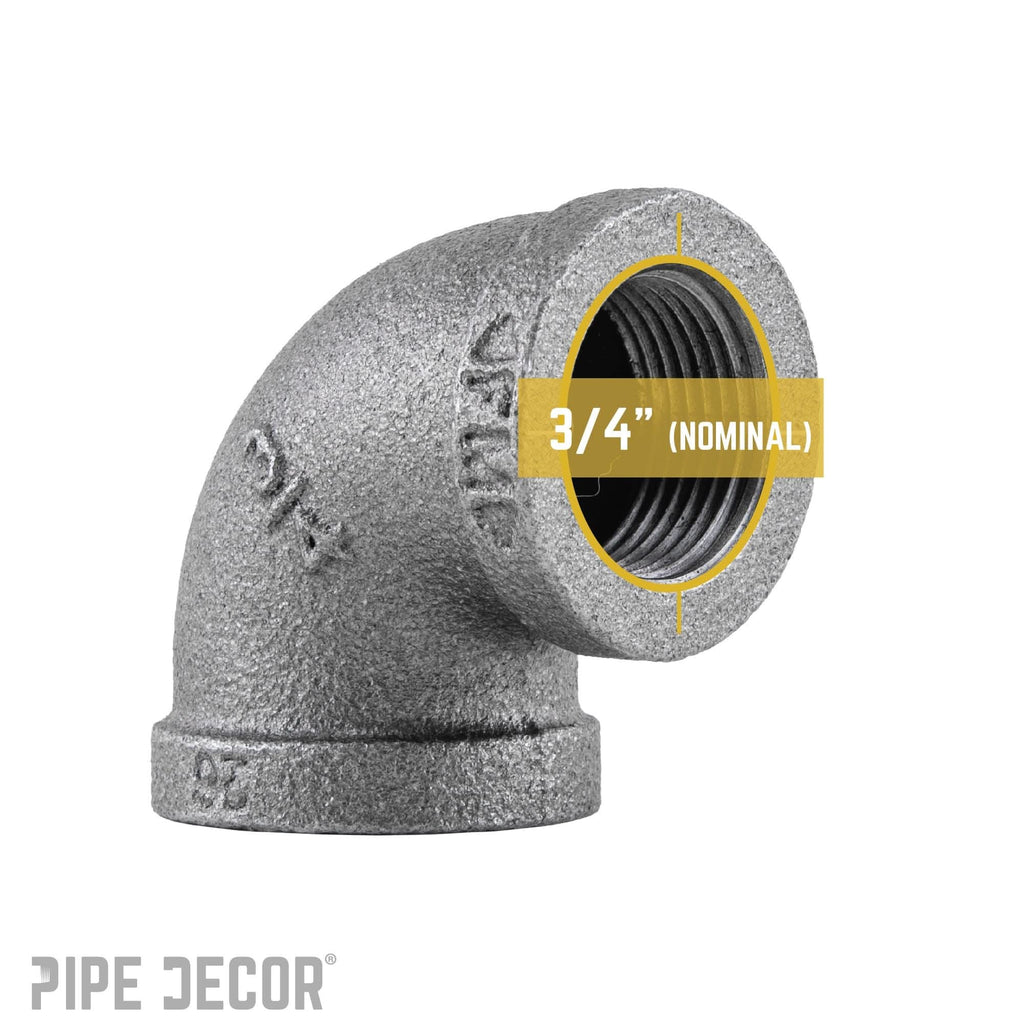 3/4 in. Black 90 Degree Elbow by PIPE DECOR