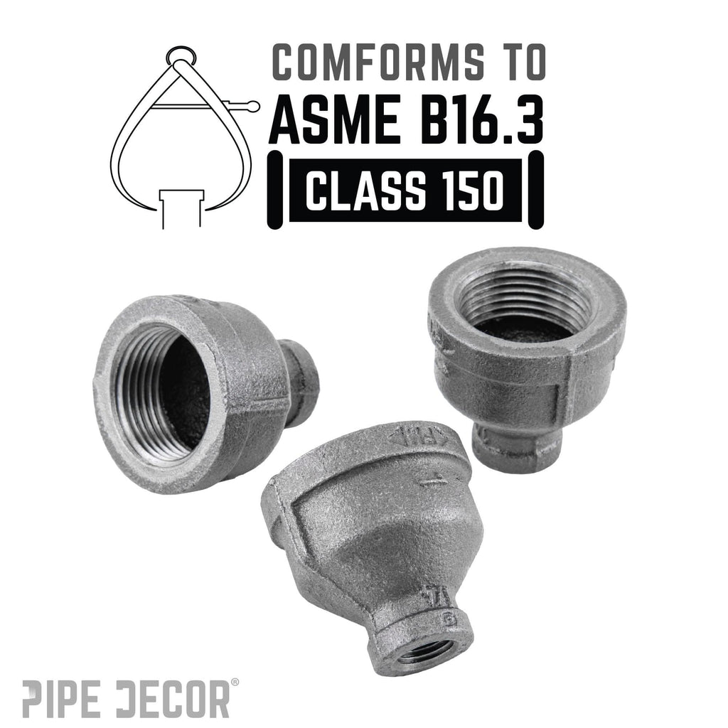 1 in. x 1/4 in. Black Reducing Coupling by PIPE DECOR