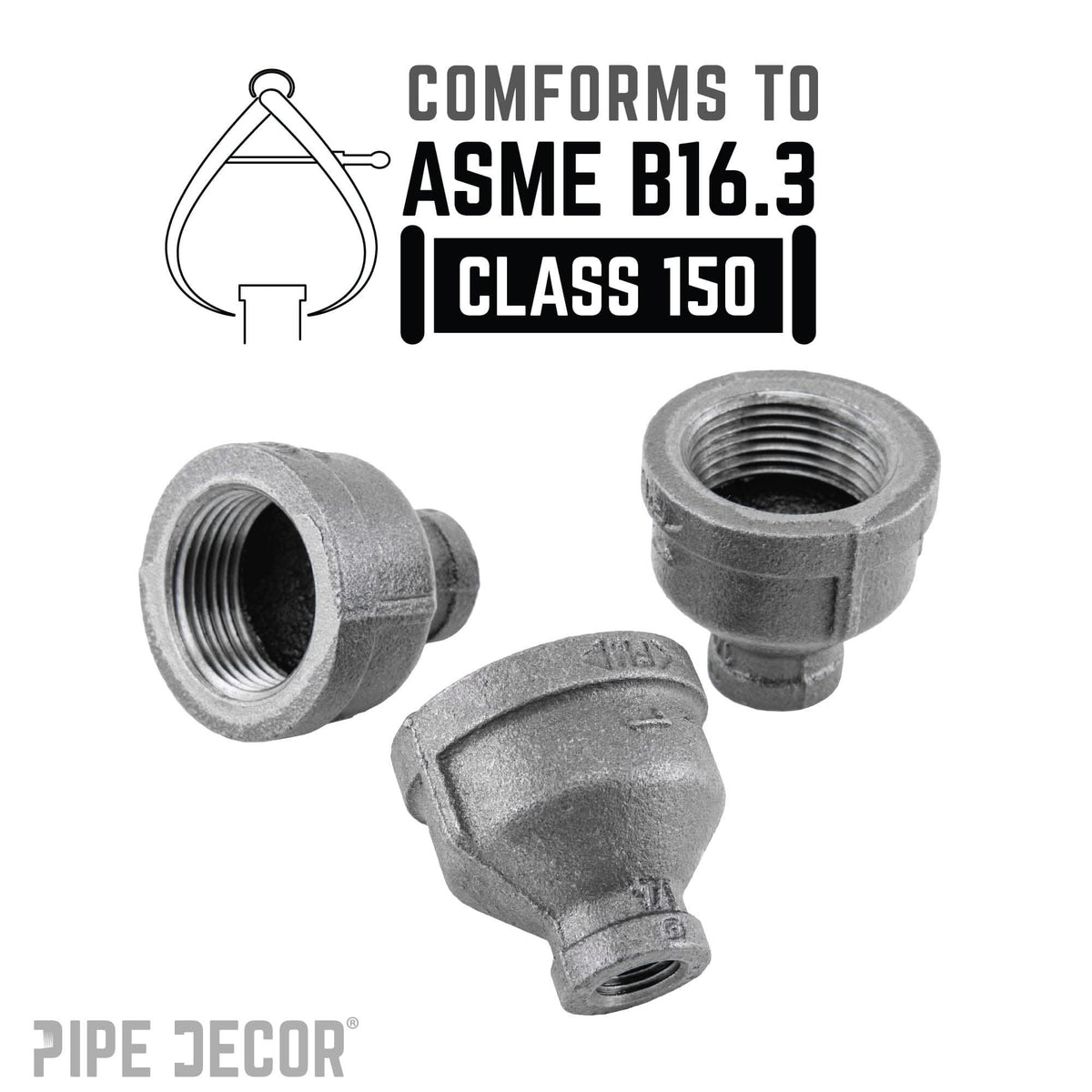 1 in. x 1/4 in. Black Reducing Coupling by PIPE DECOR