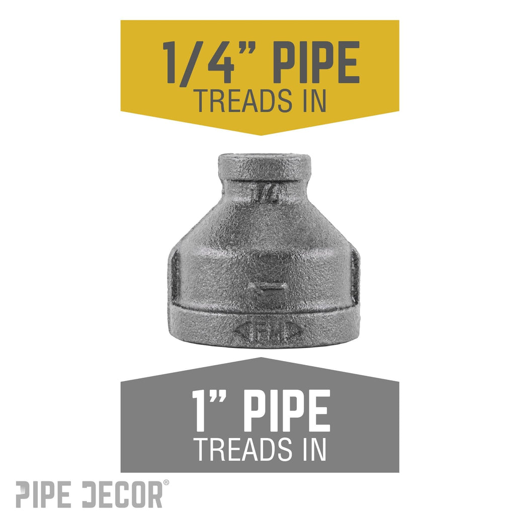 1 in. x 1/4 in. Black Reducing Coupling by PIPE DECOR