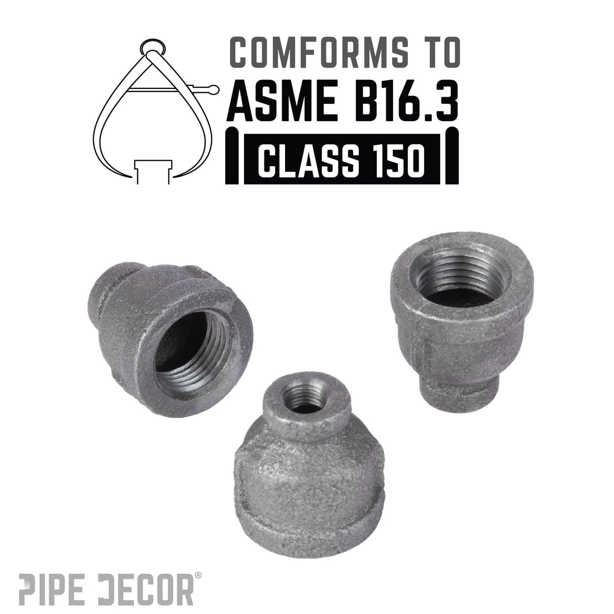 1/2 in. x 1/8 in. Black Reducing Coupling by PIPE DECOR