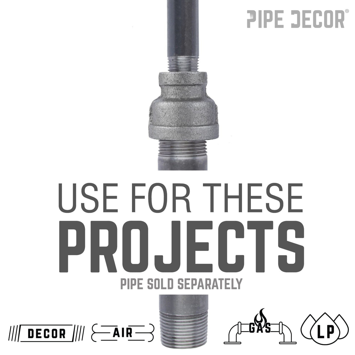 1 in. x 3/4 in. Black Reducing Coupling by PIPE DECOR