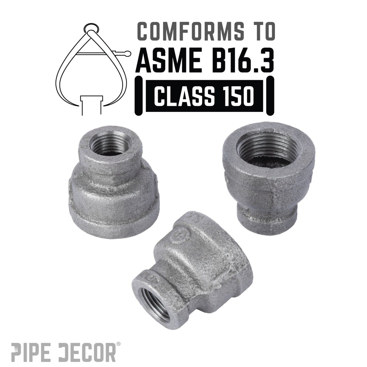 2 in. x 1 in. Black Reducing Coupling by PIPE DECOR