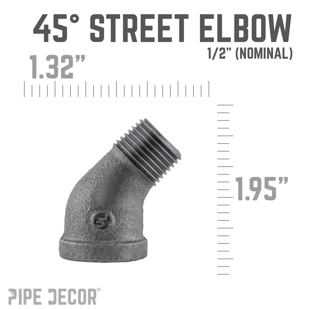 1/2 in. Black 45 Degree Street Elbow by PIPE DECOR