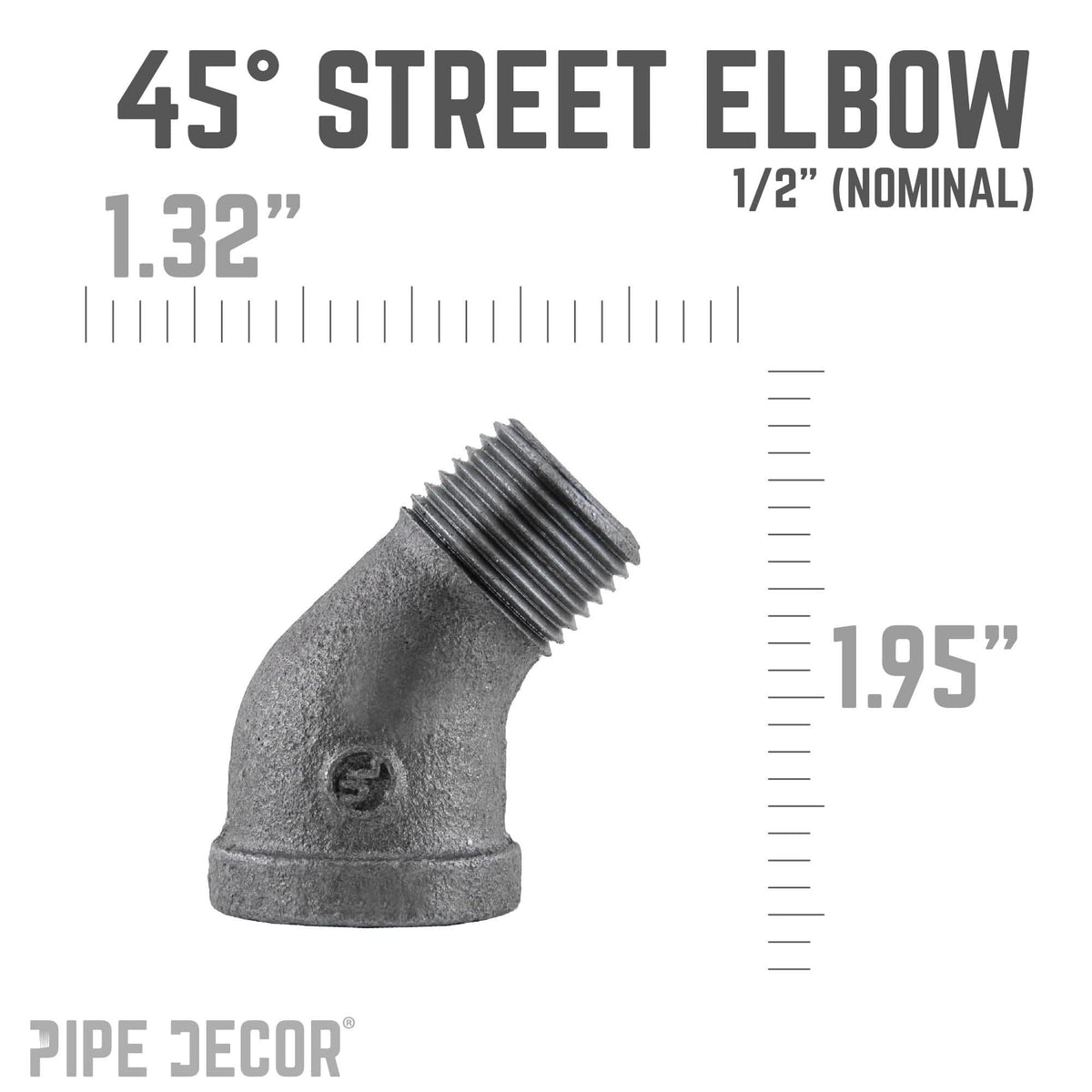 1/2 in. Black 45 Degree Street Elbow by PIPE DECOR