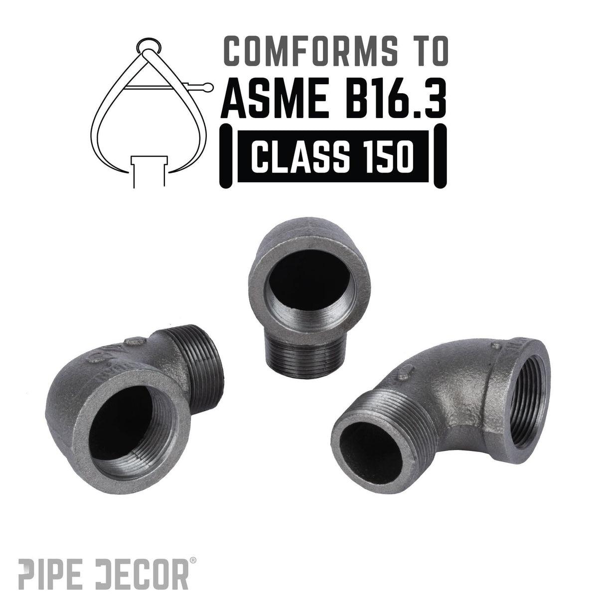 1 1/2 in. Black 90 Degree Street Elbow by PIPE DECOR