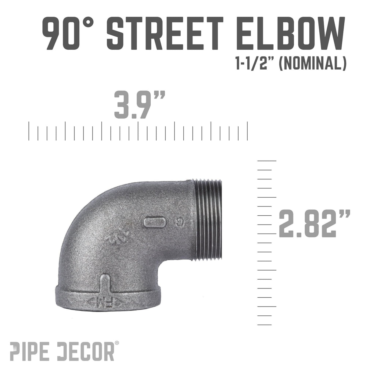1 1/2 in. Black 90 Degree Street Elbow by PIPE DECOR