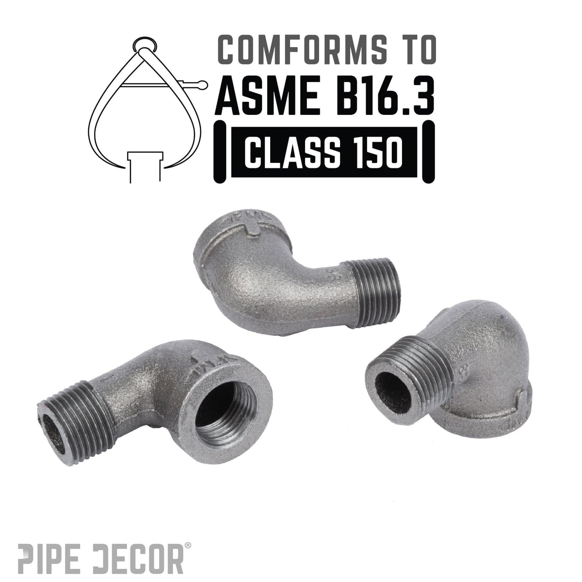 1/4 in. Black 90 Degree Street Elbow by PIPE DECOR