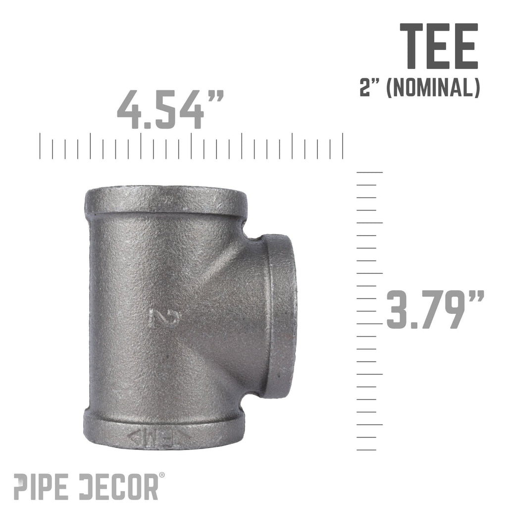 2 in. Black Tee by PIPE DECOR