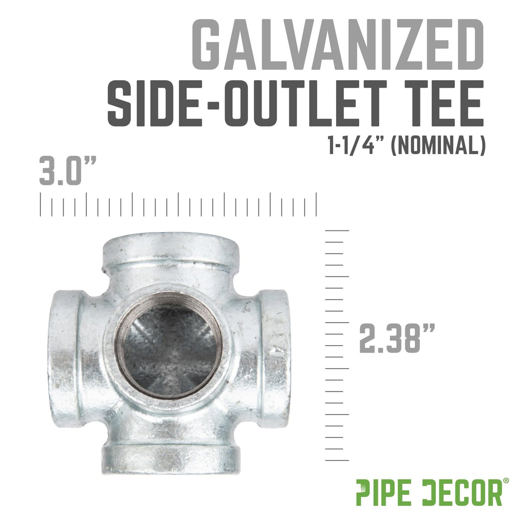 1 1/4 in. Galvanized Iron Side Outlet Tee by PIPE DECOR