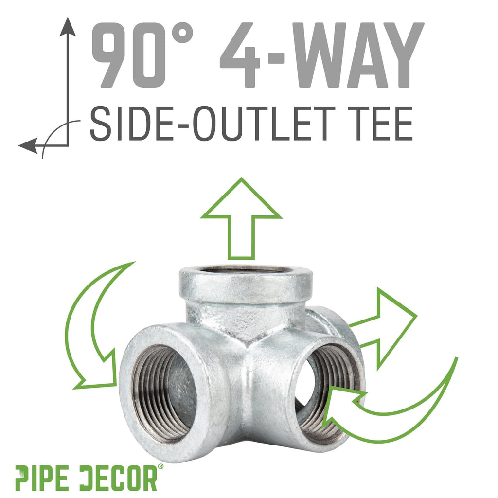 1 1/4 in. Galvanized Iron Side Outlet Tee by PIPE DECOR