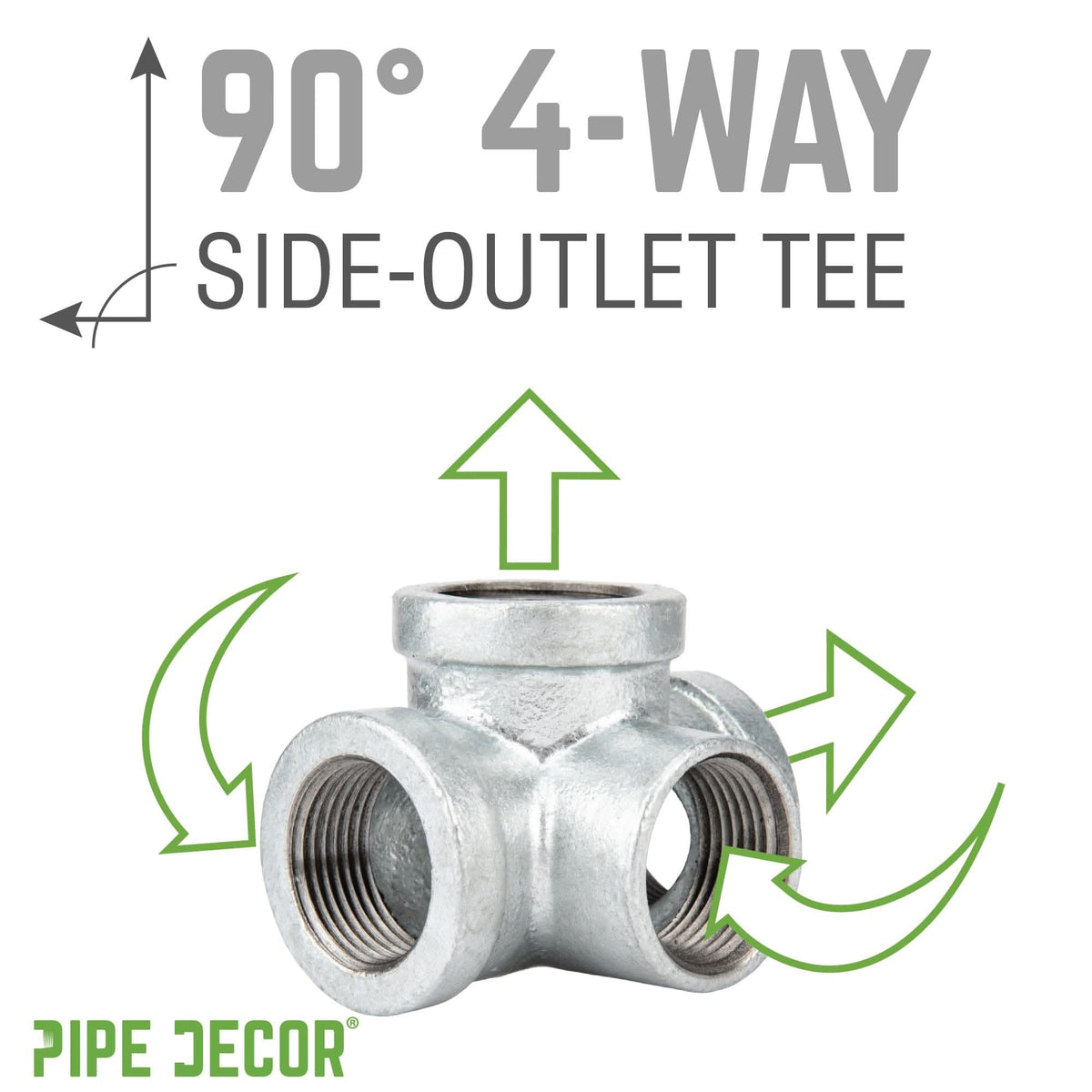 1 1/4 in. Galvanized Iron Side Outlet Tee by PIPE DECOR