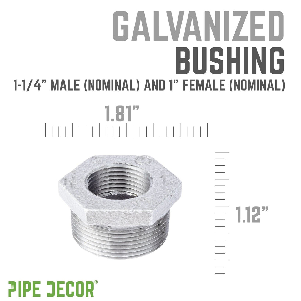1 1/4 in. x 1 in. Galvanized Iron Bushing by PIPE DECOR