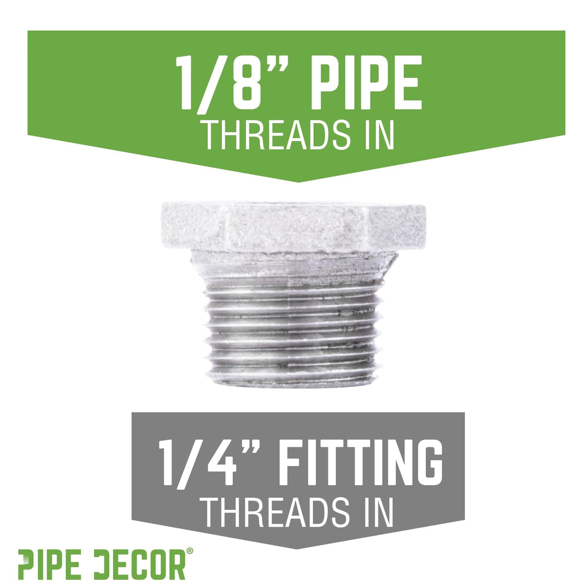 1/4 in. x 1/8 in. Galvanized Iron Bushing by PIPE DECOR