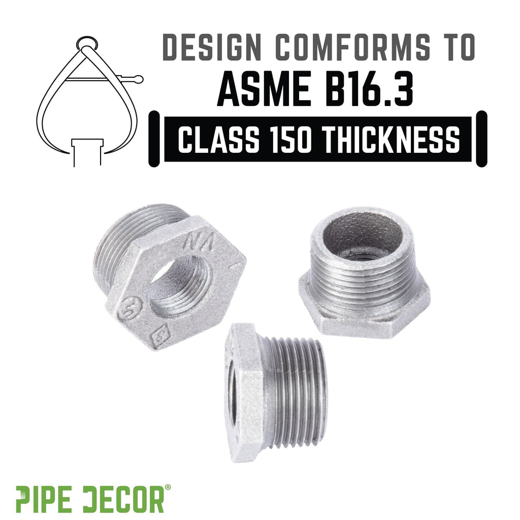 2 in. x 1 1/2 in. Galvanized Iron Bushing by PIPE DECOR