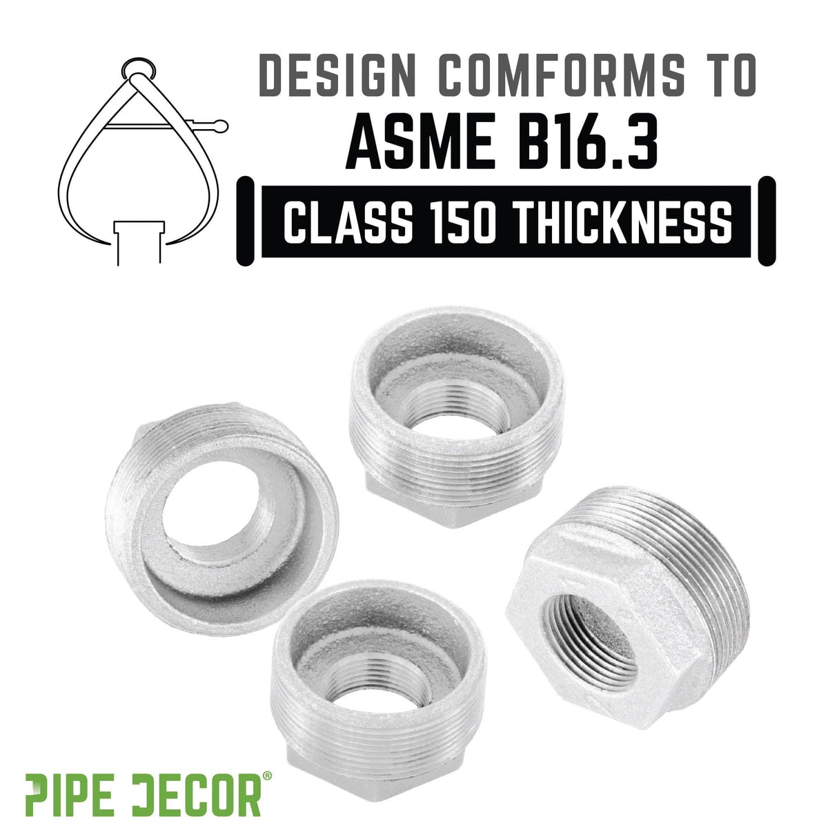 2 in. x 1 in. Galvanized Iron Bushing by PIPE DECOR