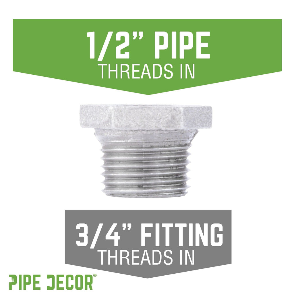 3/4 in. x 1/2 in. Galvanized Iron Bushing by PIPE DECOR