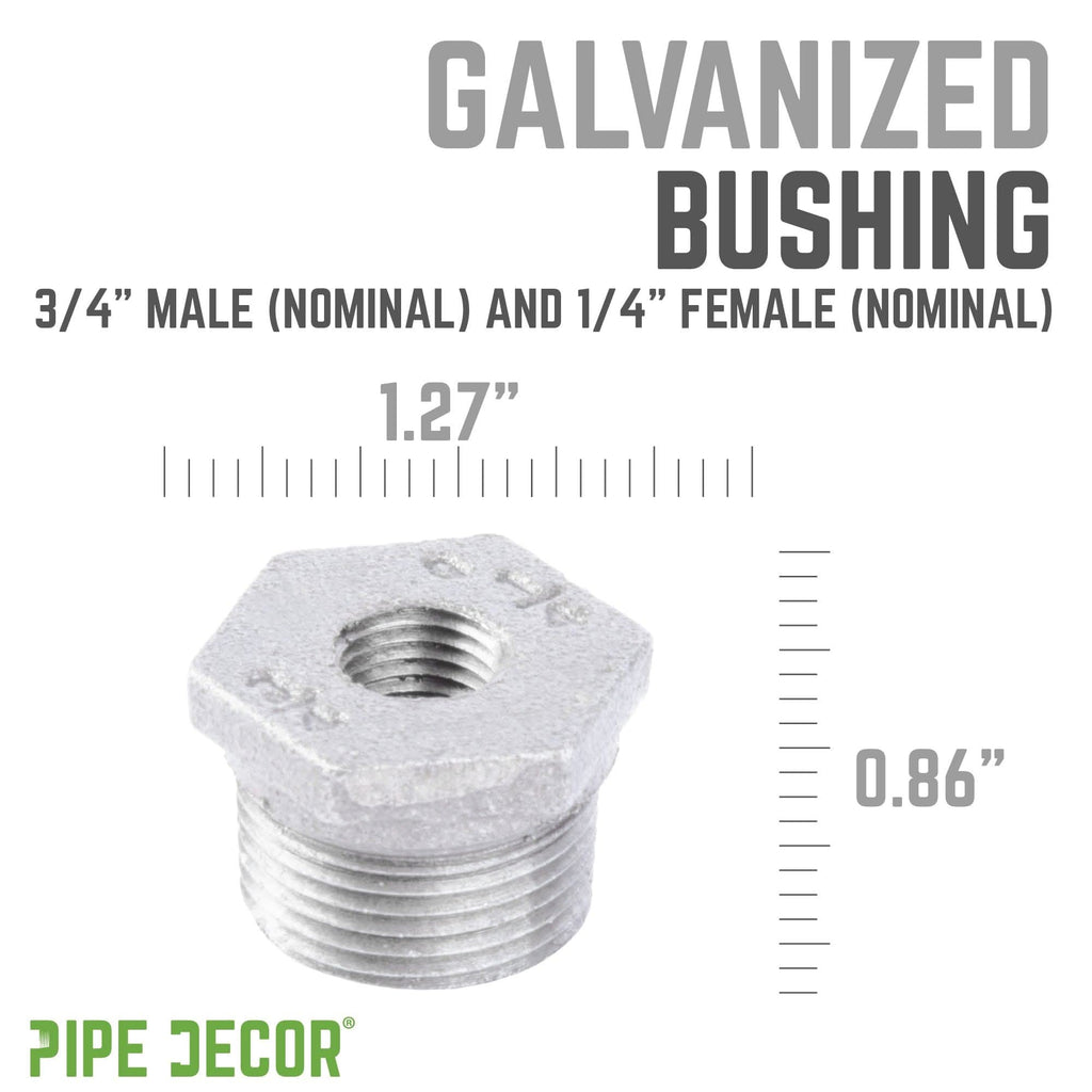 3/4 in. x 1/4 in. Galvanized Iron Bushing by PIPE DECOR
