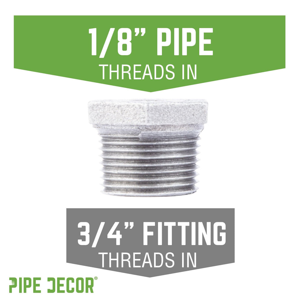 3/4 in. x 1/8 in. Galvanized Iron Bushing by PIPE DECOR