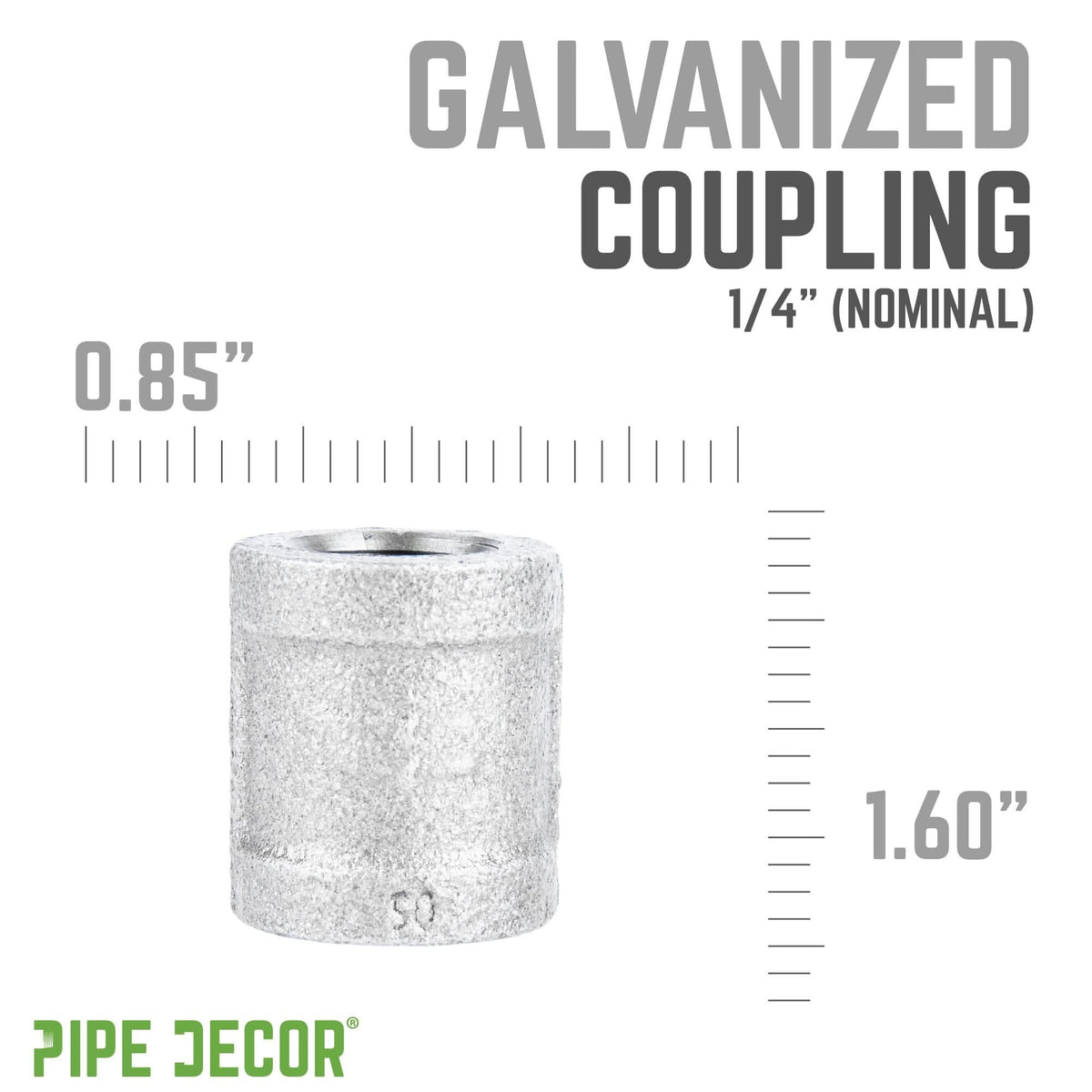 1/4 in. Galvanized Iron Coupling by PIPE DECOR