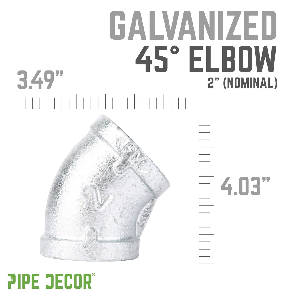 2 in. Galvanized Iron 45 Degree Elbow by PIPE DECOR
