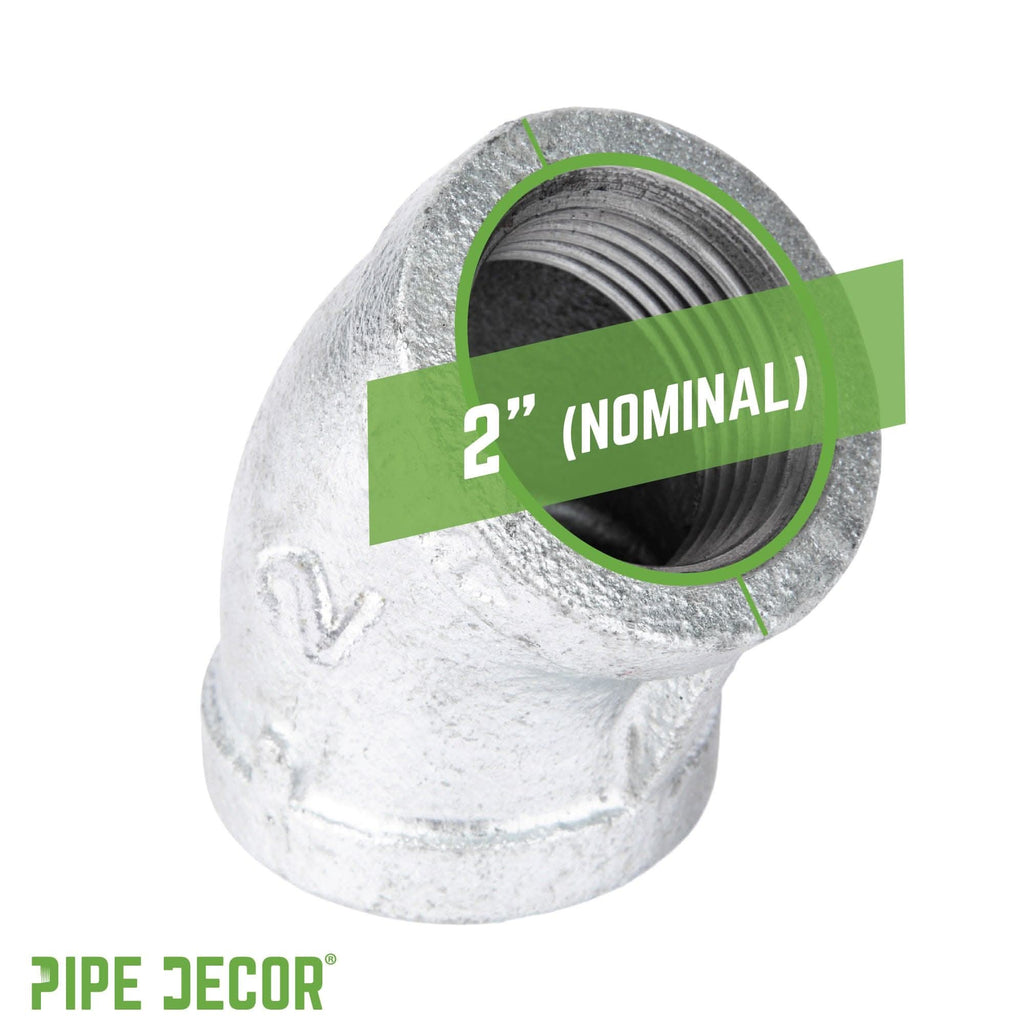 2 in. Galvanized Iron 45 Degree Elbow by PIPE DECOR
