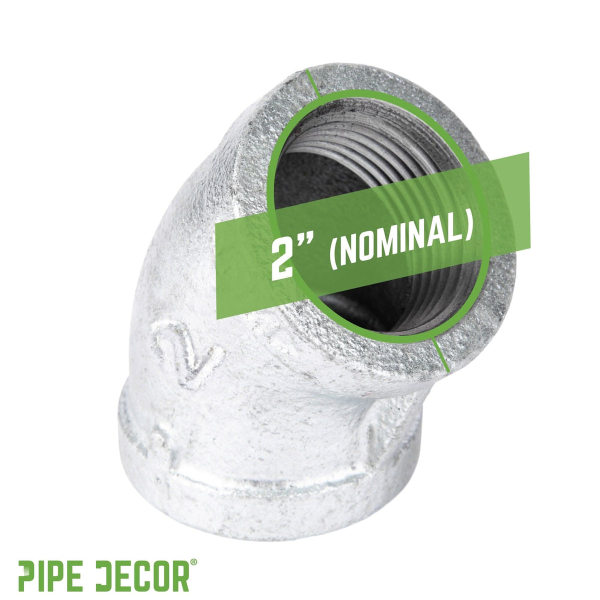 2 in. Galvanized Iron 45 Degree Elbow by PIPE DECOR
