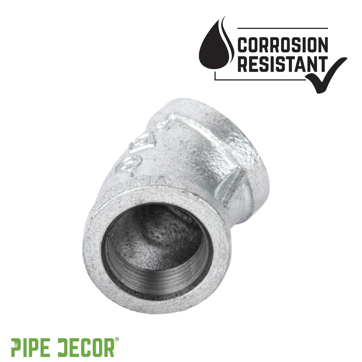 2 in. Galvanized Iron 45 Degree Elbow by PIPE DECOR