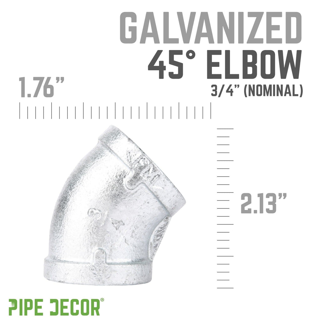 3/4 in. Galvanized Iron 45 Degree Elbow by PIPE DECOR