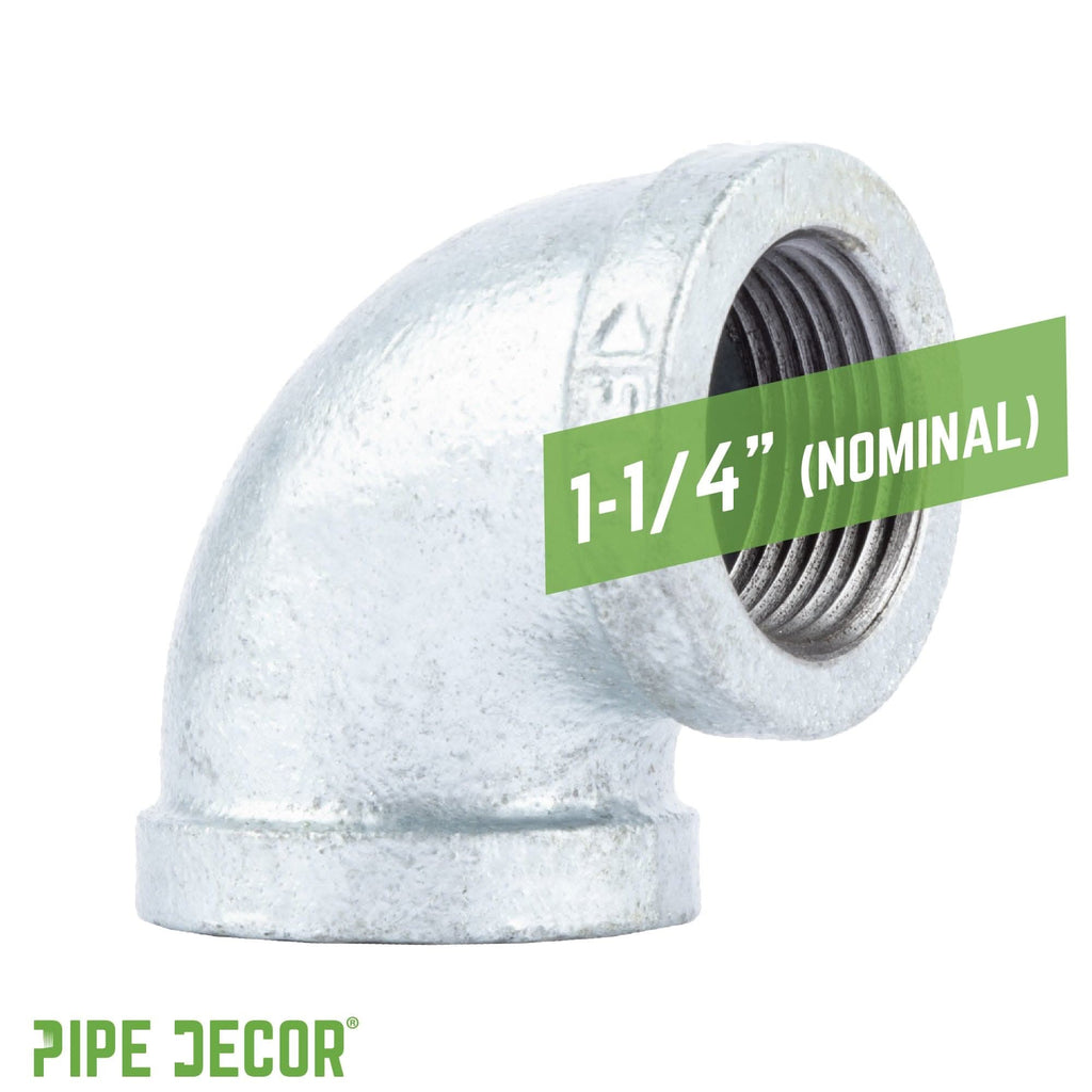 1 1/4 in. Galvanized Iron 90 Degree Elbow by PIPE DECOR