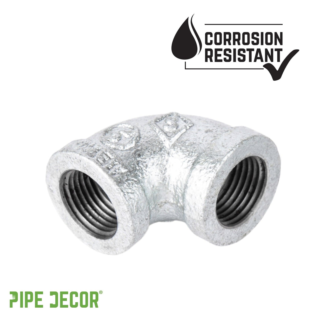 1/2 in. Galvanized Iron 90 Degree Elbow by PIPE DECOR