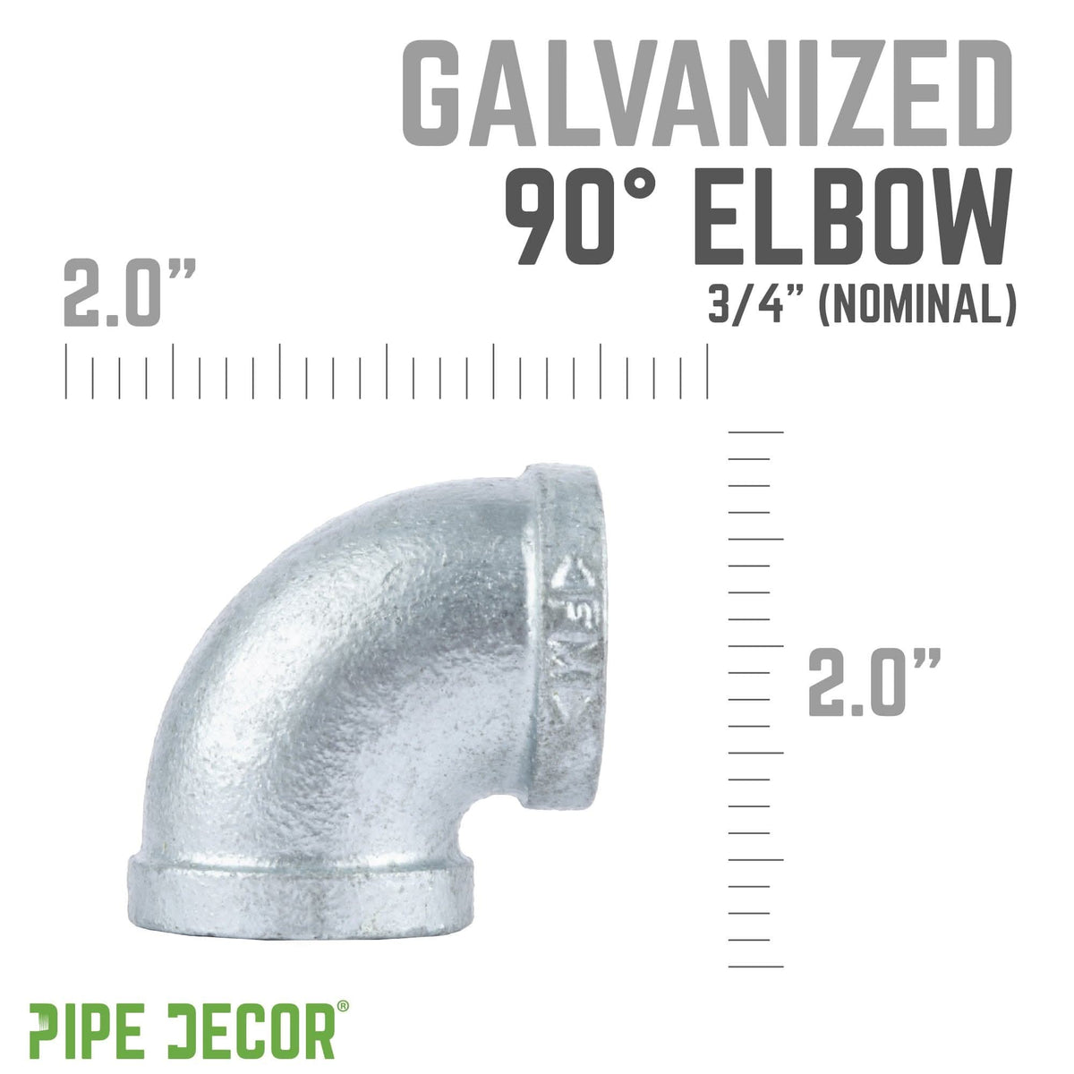 3/4 in. Galvanized Iron 90 Degree Elbow by PIPE DECOR