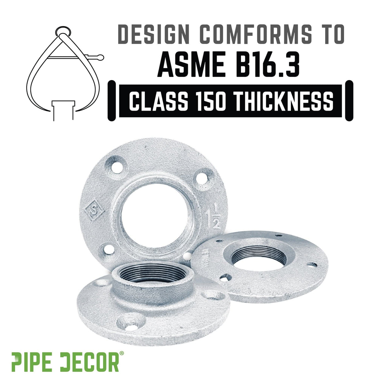1 1/2 in. Galvanized Iron Floor Flange by PIPE DECOR