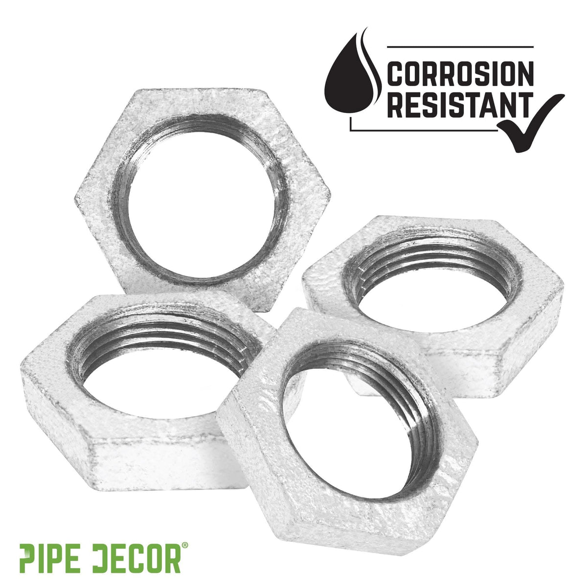 1 1/2 in. Galvanized Iron Locknut by PIPE DECOR