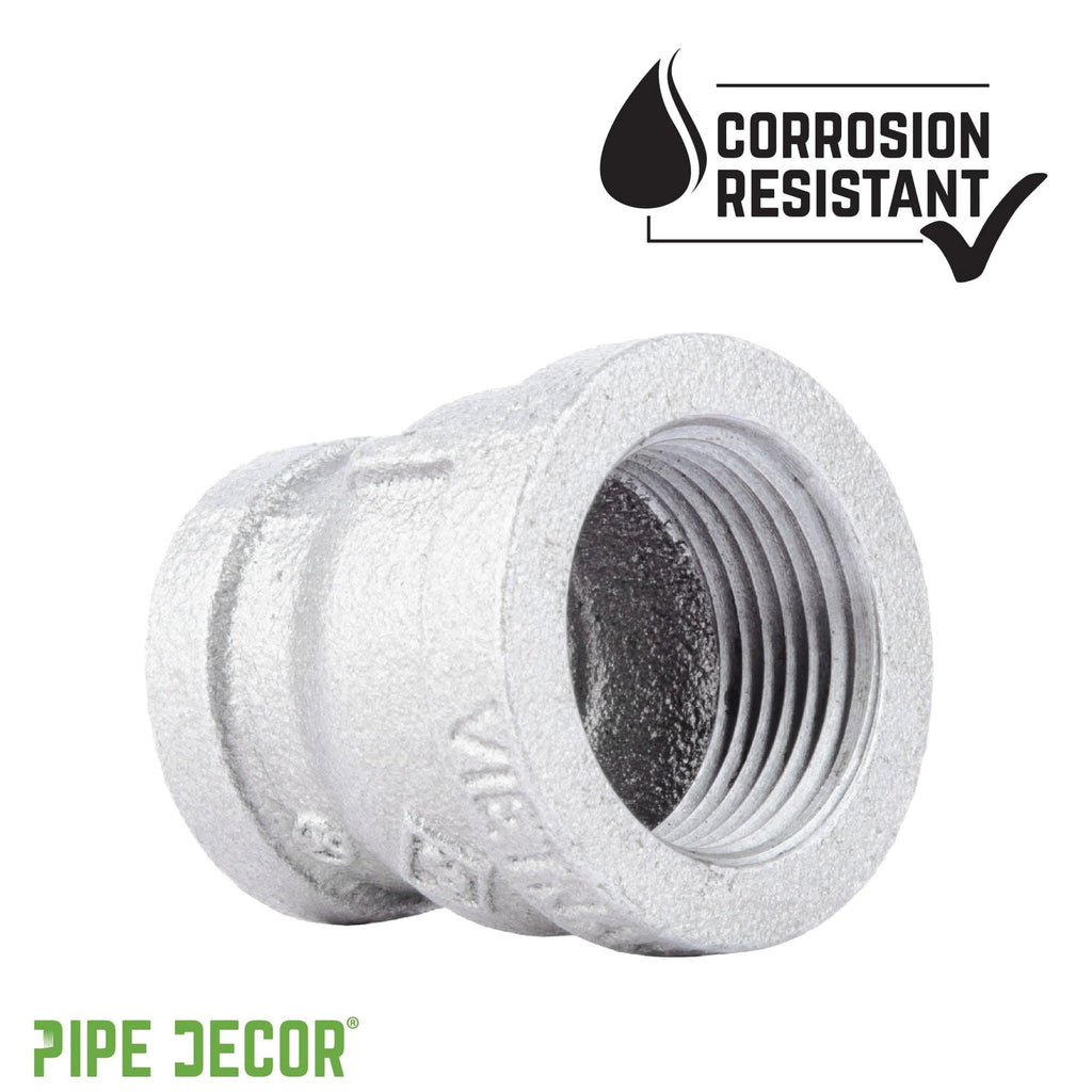 1/2 in. x 3/8 in. Galvanized Iron Reducing Coupling by PIPE DECOR