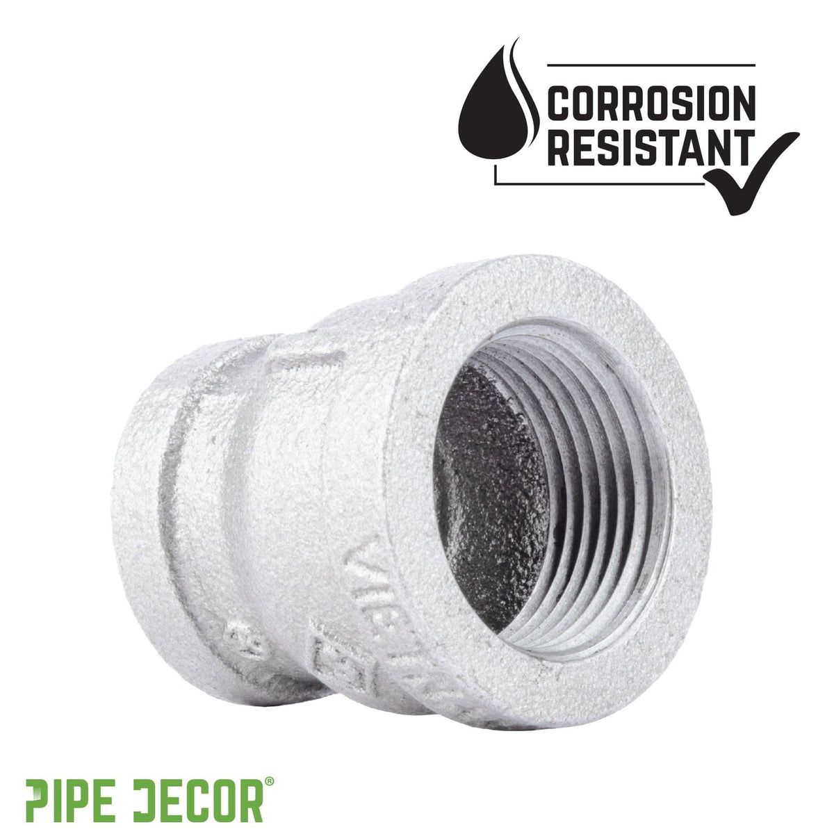 1/2 in. x 3/8 in. Galvanized Iron Reducing Coupling by PIPE DECOR