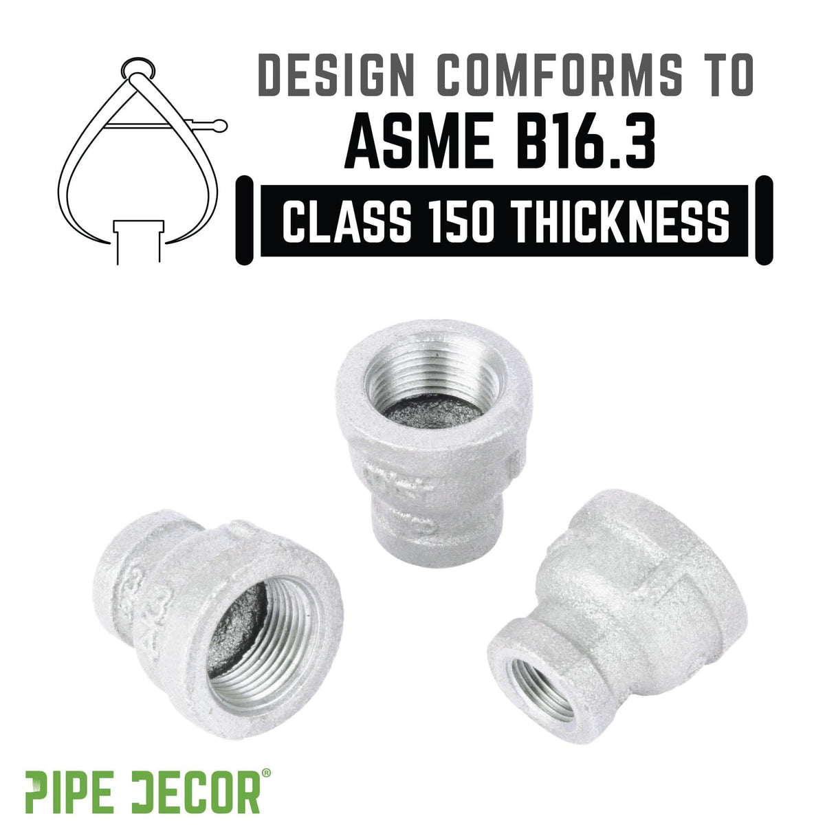 3/4 in. x 3/8 in. Galvanized Iron Reducing Coupling by PIPE DECOR