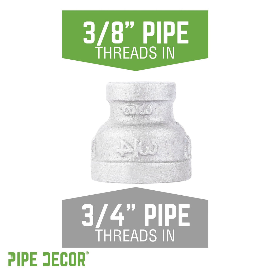 3/4 in. x 3/8 in. Galvanized Iron Reducing Coupling by PIPE DECOR