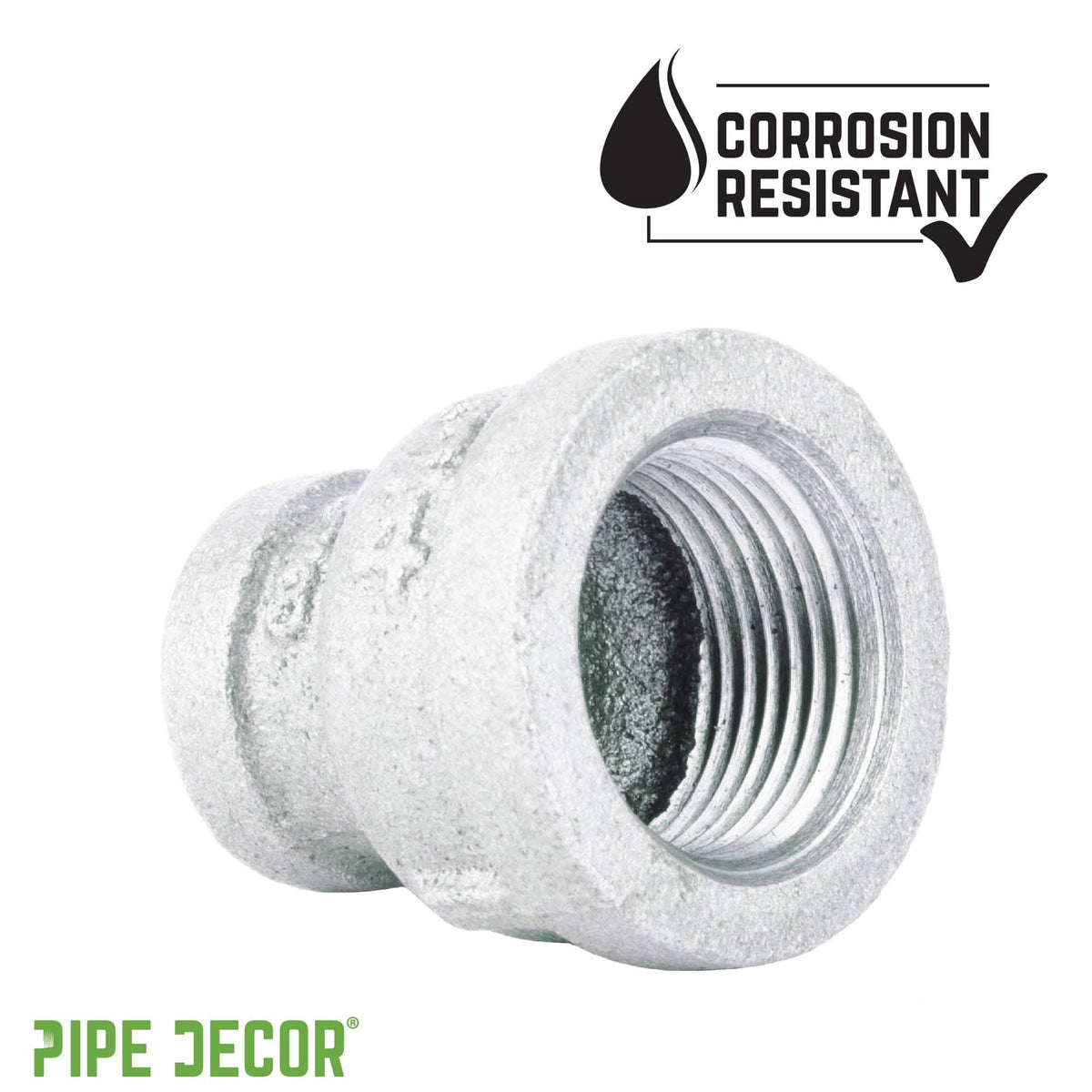 3/4 in. x 3/8 in. Galvanized Iron Reducing Coupling by PIPE DECOR