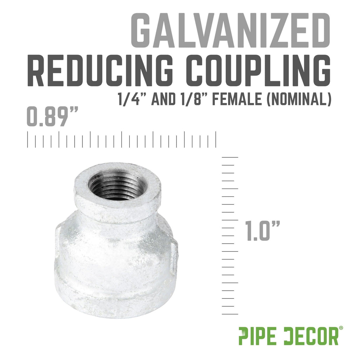 1/4 in. x 1/8 in. Galvanized Iron Reducing Coupling by PIPE DECOR