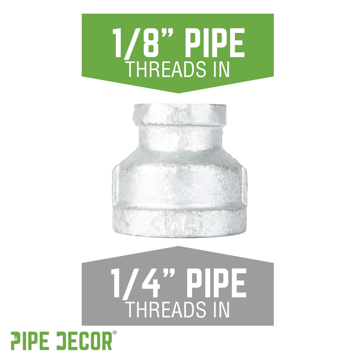 1/4 in. x 1/8 in. Galvanized Iron Reducing Coupling by PIPE DECOR