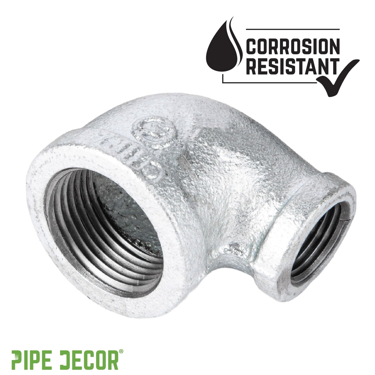 1 in. x 1/2 in. Galvanized Iron Reducing Elbow by PIPE DECOR